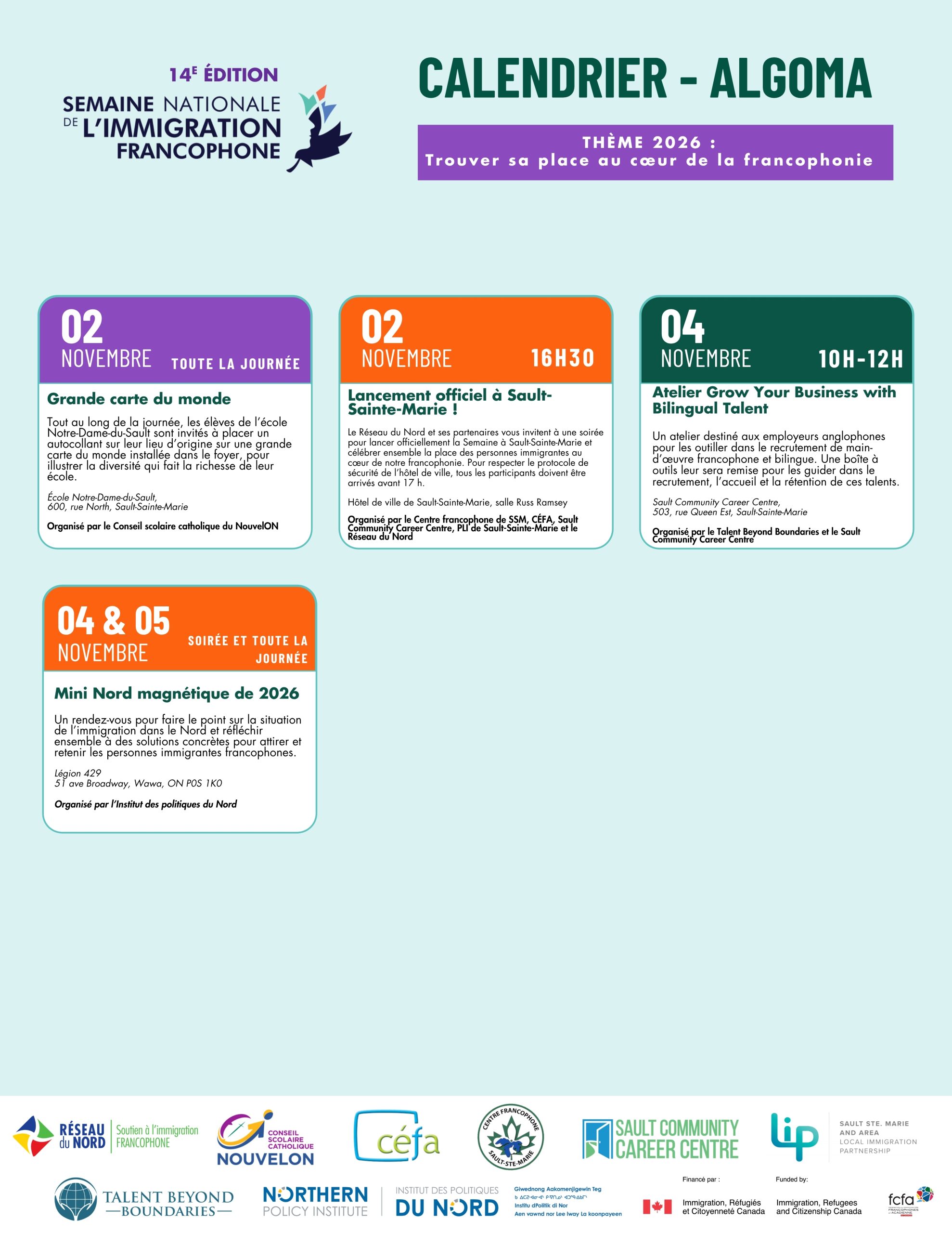 Calendrier Algoma