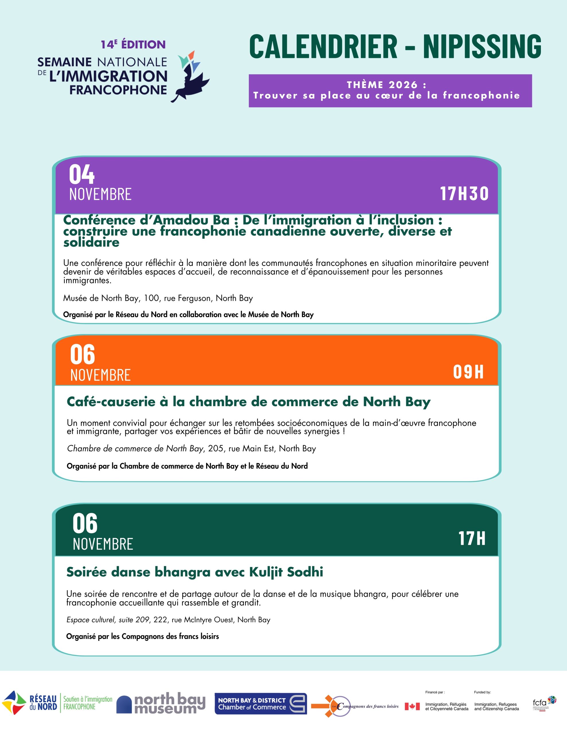 Calendrier Nipissing