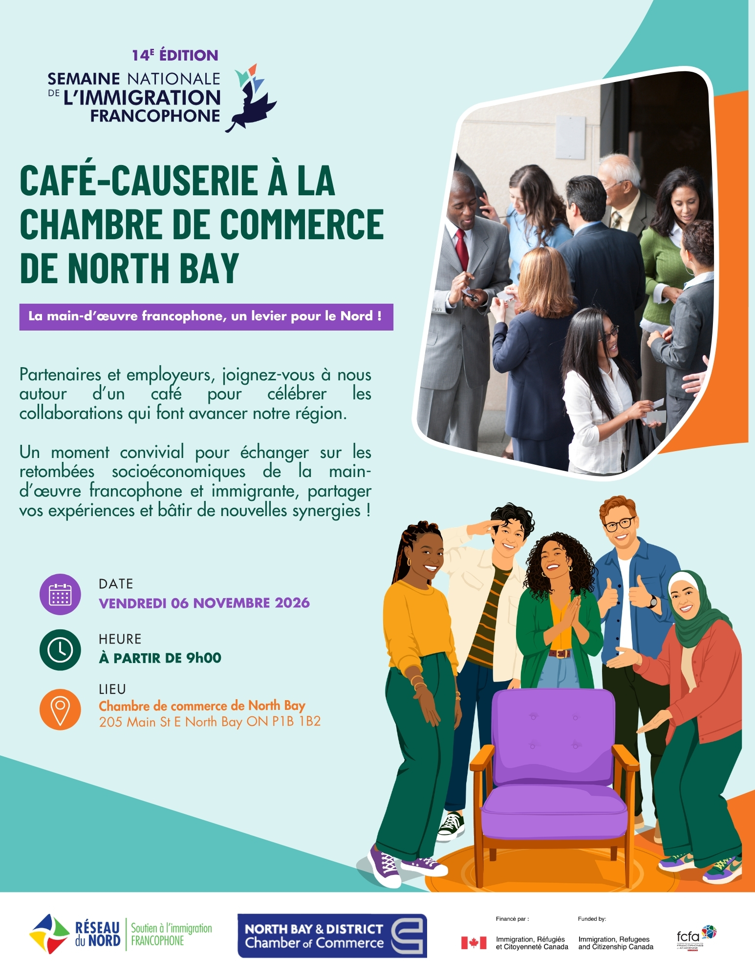 Affiche : Café-causerie « La main-d'œuvre francophone, un levier pour le Nord! »