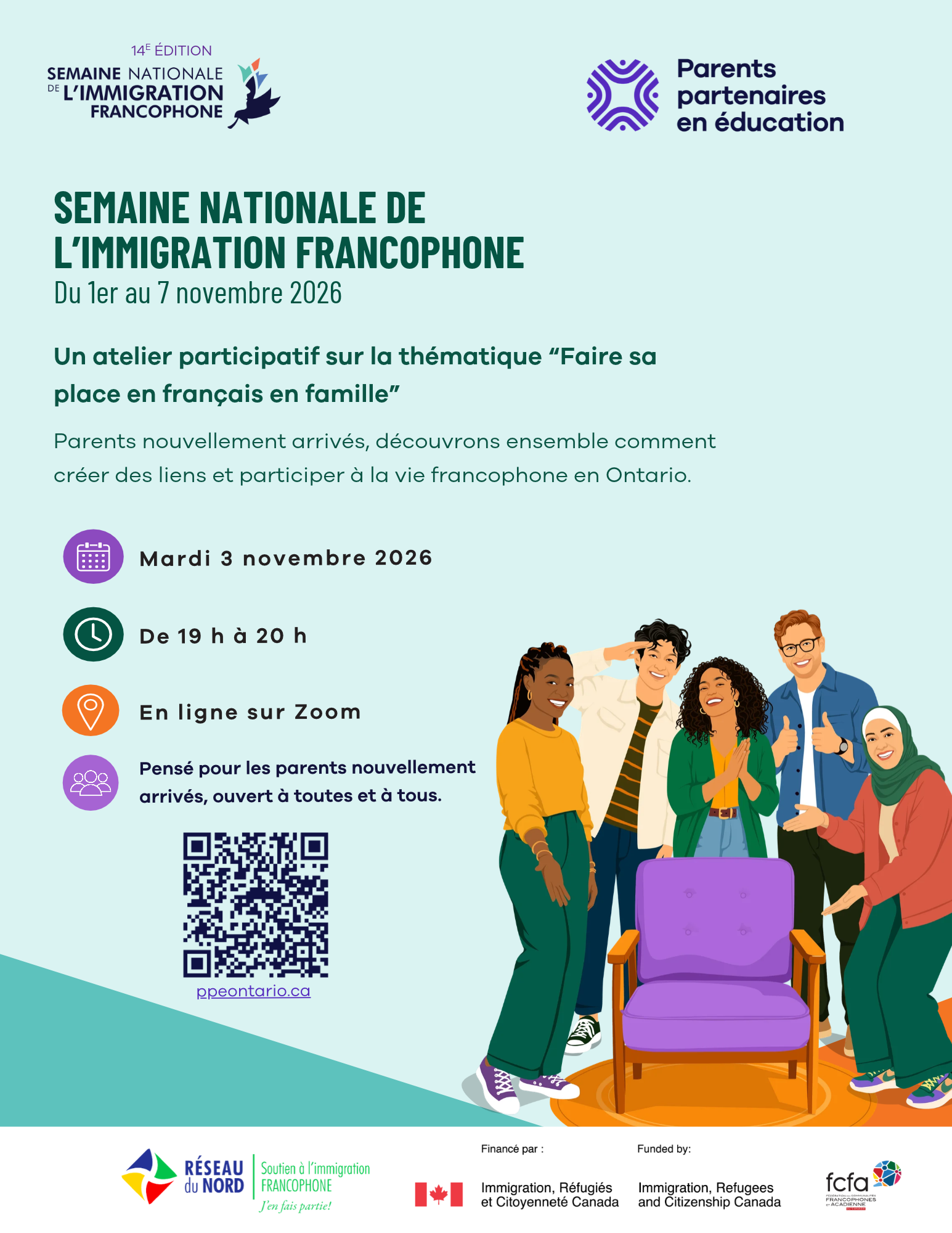 Affiche : Webinaire : Faire sa place en français, en famille