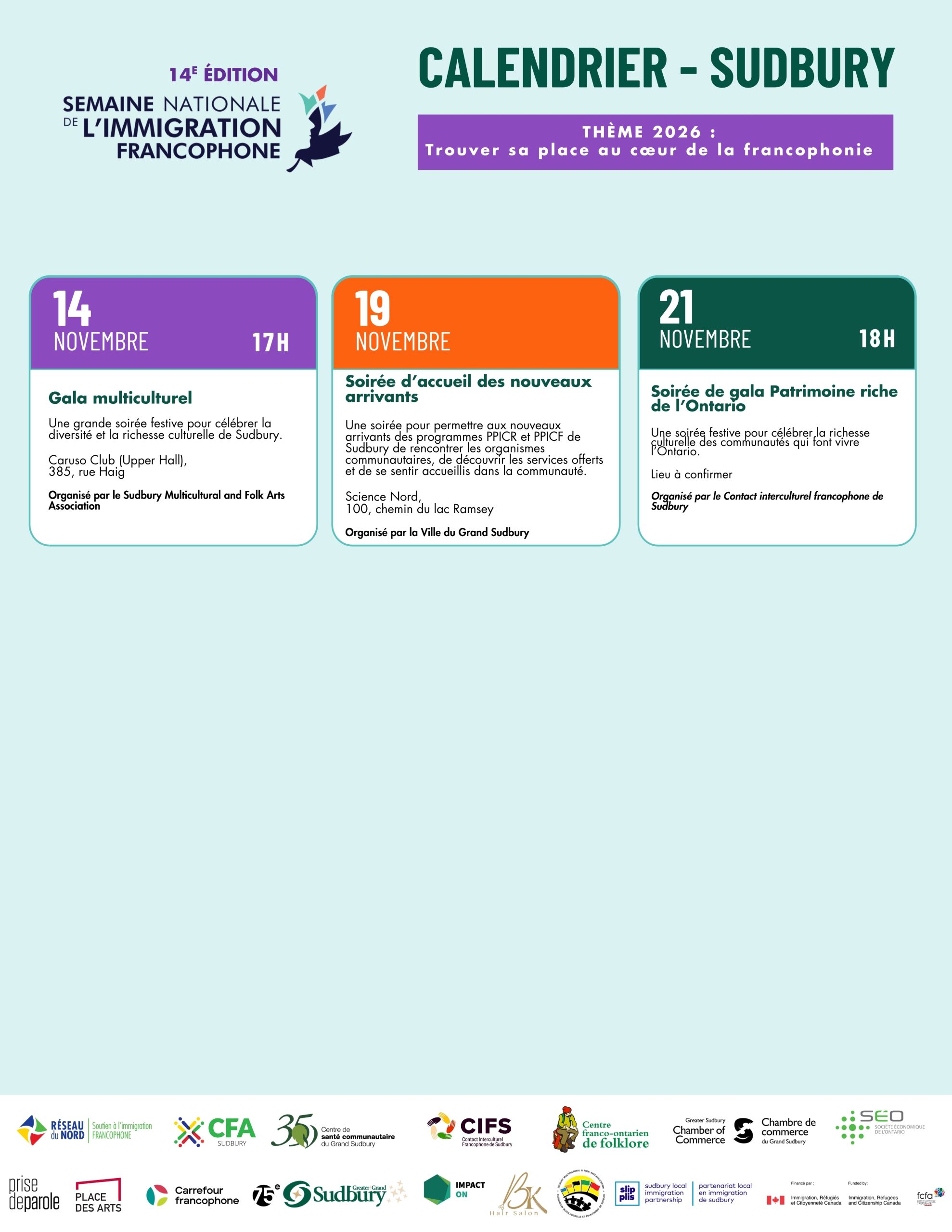Calendrier Sudbury (2/2)