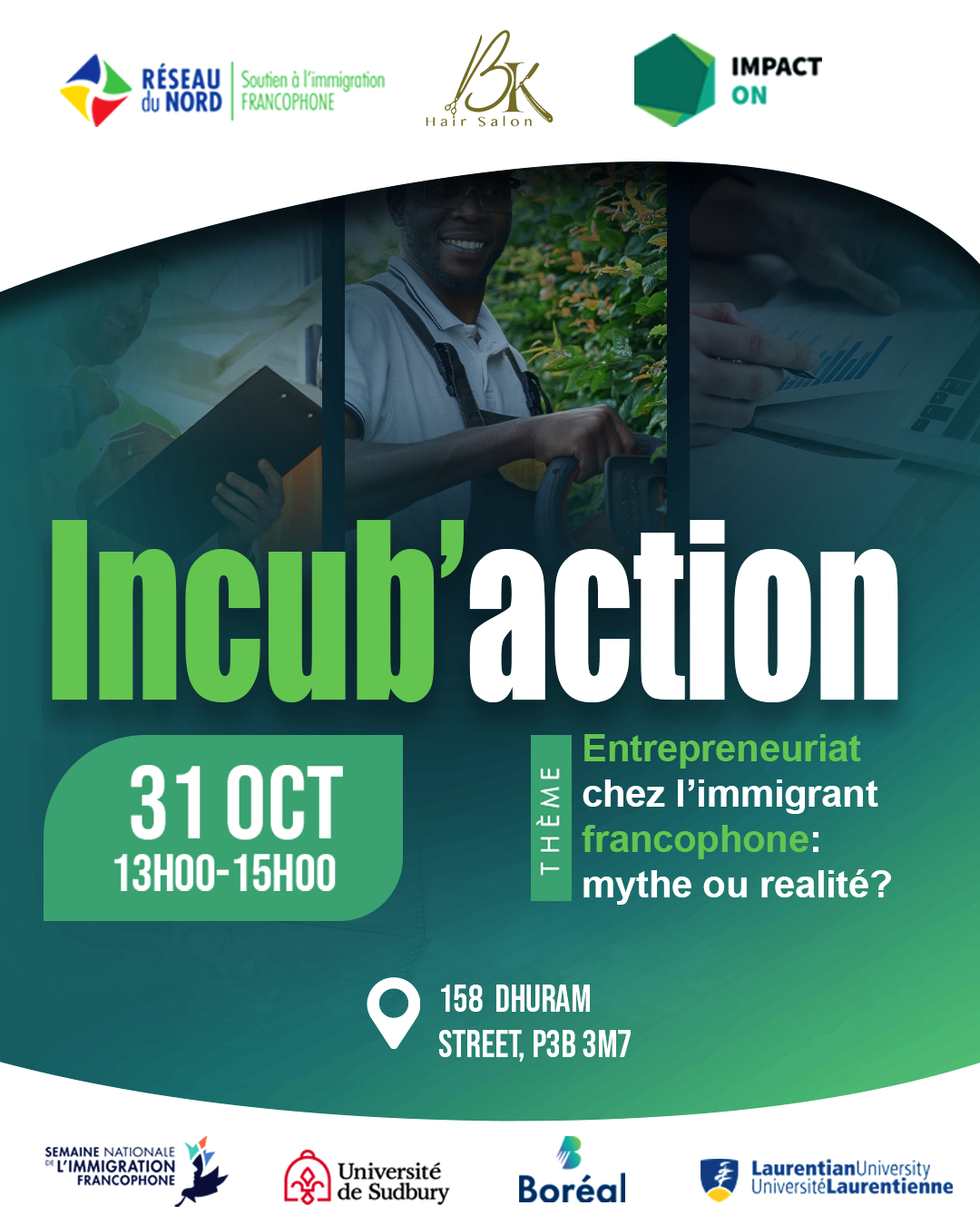 Affiche : Causerie « Entrepreneuriat chez l'immigrant francophone : mythe ou réalité? »